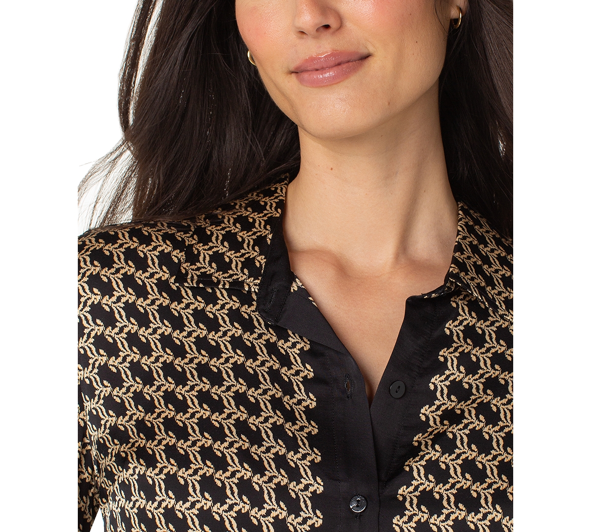 Liverpool Los Angeles Petite Printed Satin Shirt