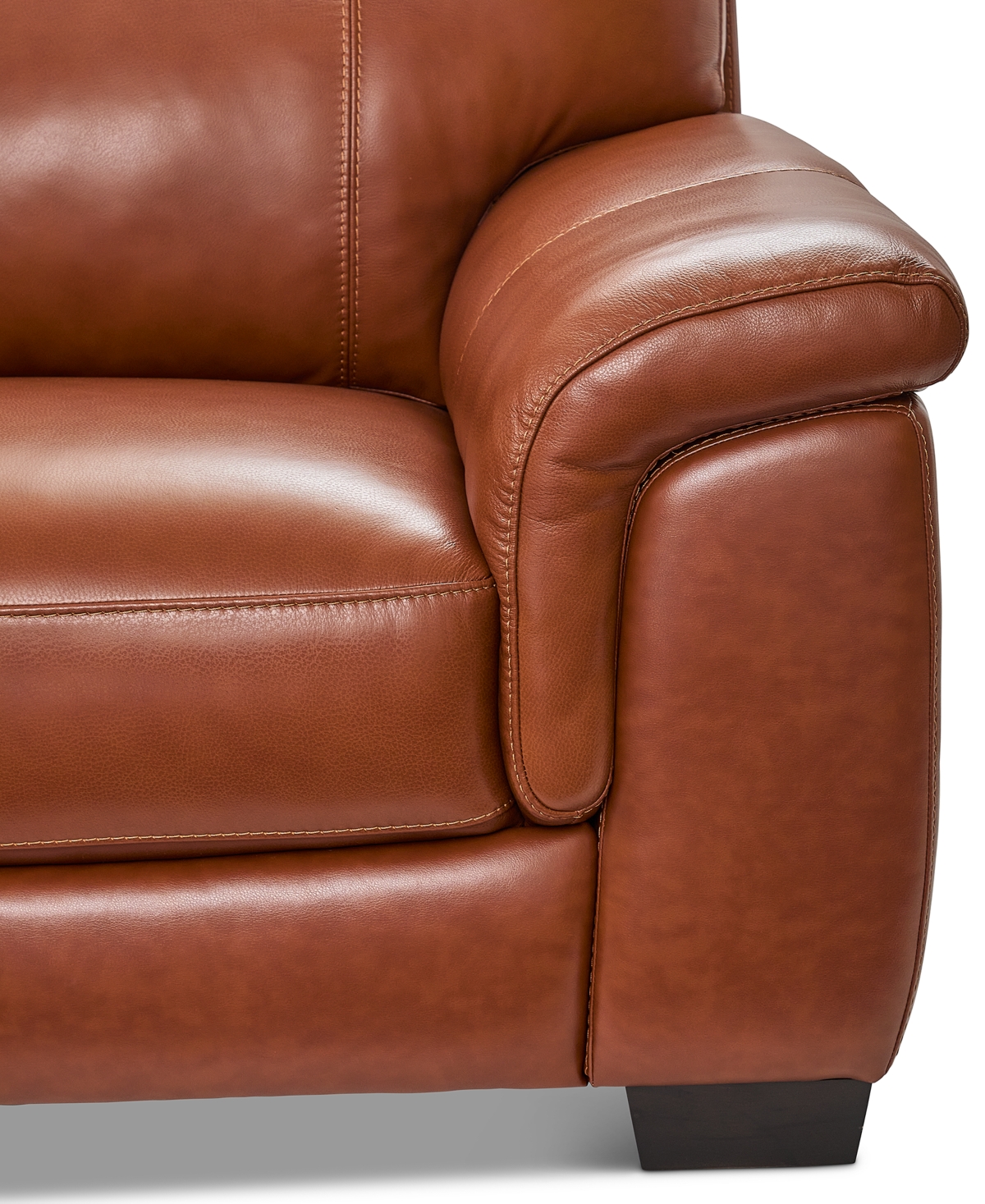Macy's Cobbie Leather 69" Loveseat,  Exclusive In Brown