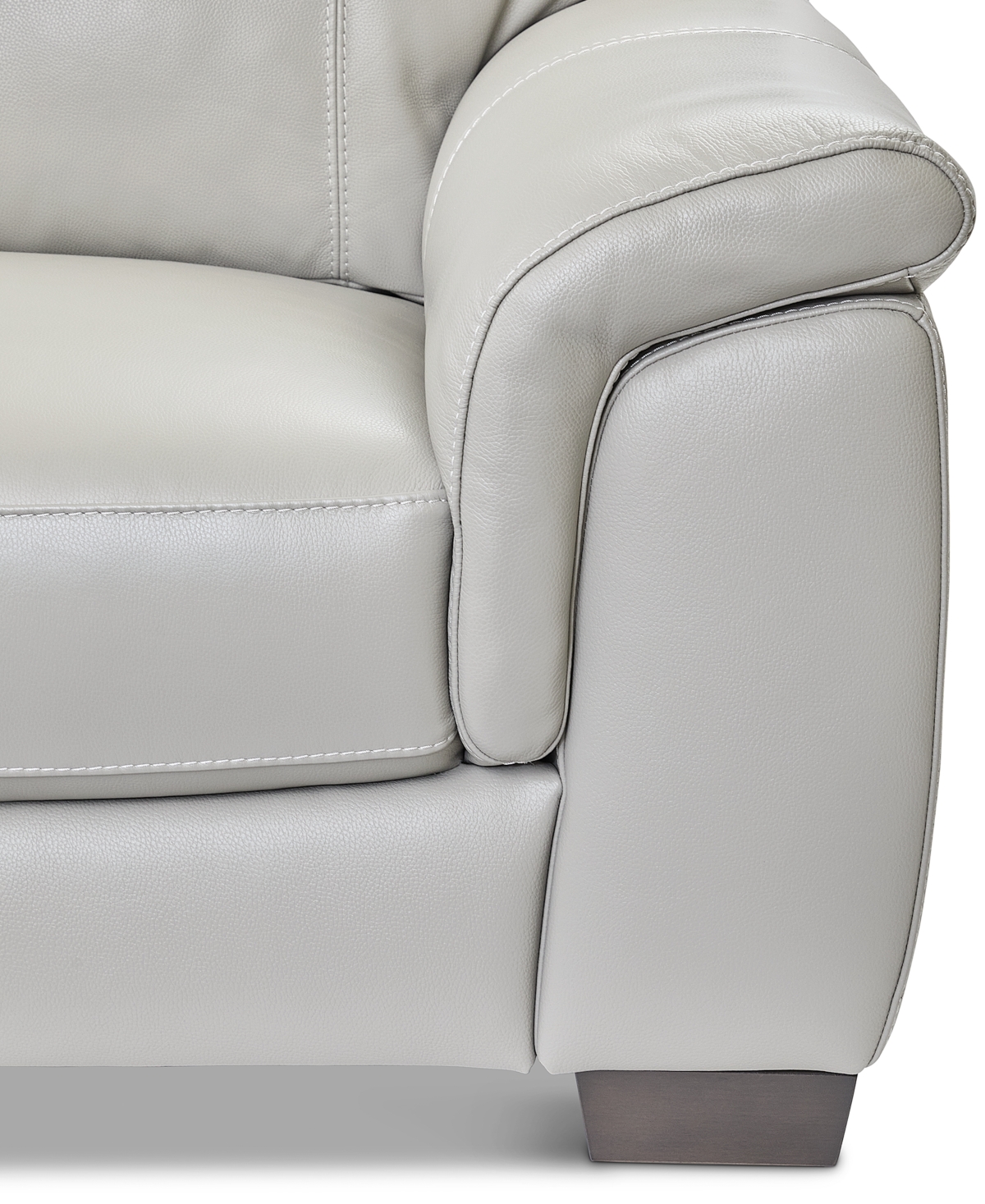 Macy's Cobbie Leather 89" Sofa,  Exclusive In Gray