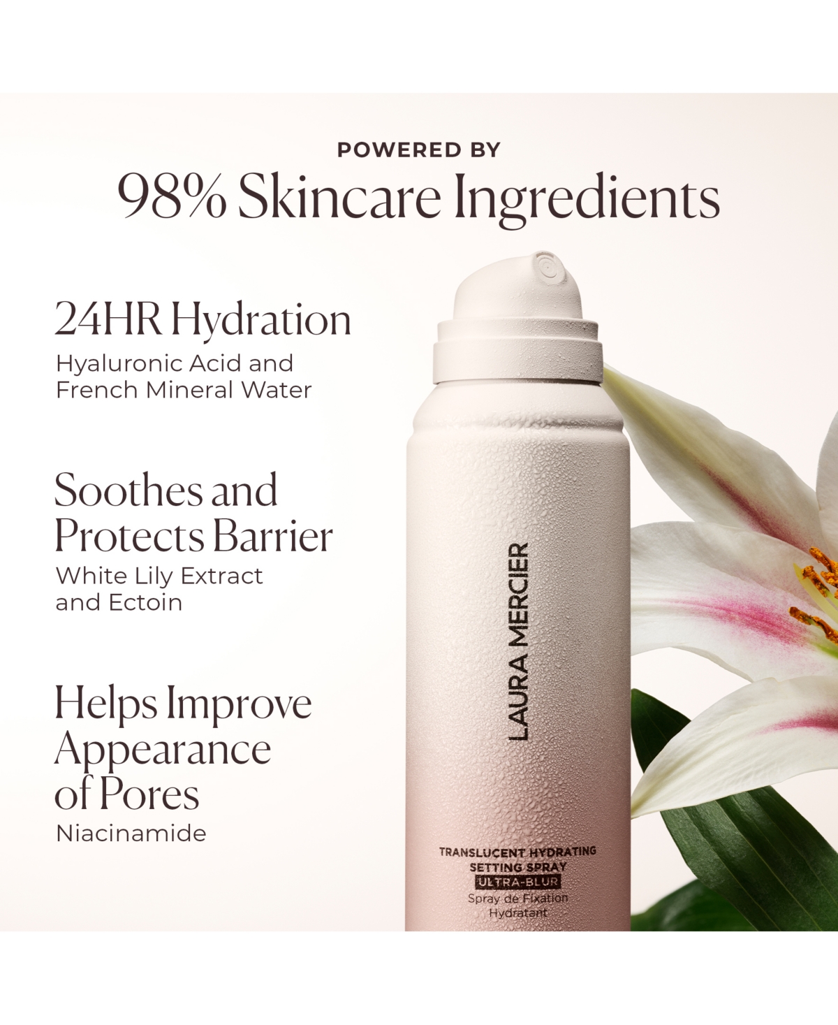 Laura Mercier Translucent Hydrating Setting Spray Ultra-blur 3.4 Oz. In Transparent