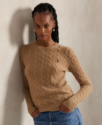Women's Cable Wool-Cashmere Crew Neck Sweater