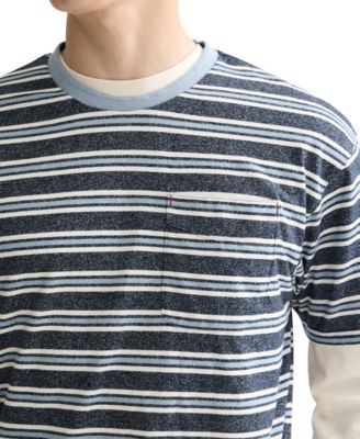 Men's Relaxed Fit Short Sleeve Striped Yarn-Dyed Crewneck T-Shirt