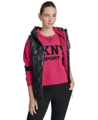 Women's Quilted Curved-Hem Hooded Vest