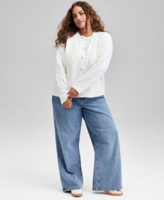 Trendy Plus Size Floral Button-Front Cardigan, Macy's Exclusive 