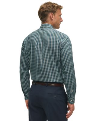Brooks Brothers Men's Regular-Fit Polo Button- Down Collar Tartan Plaid Dress Shirt