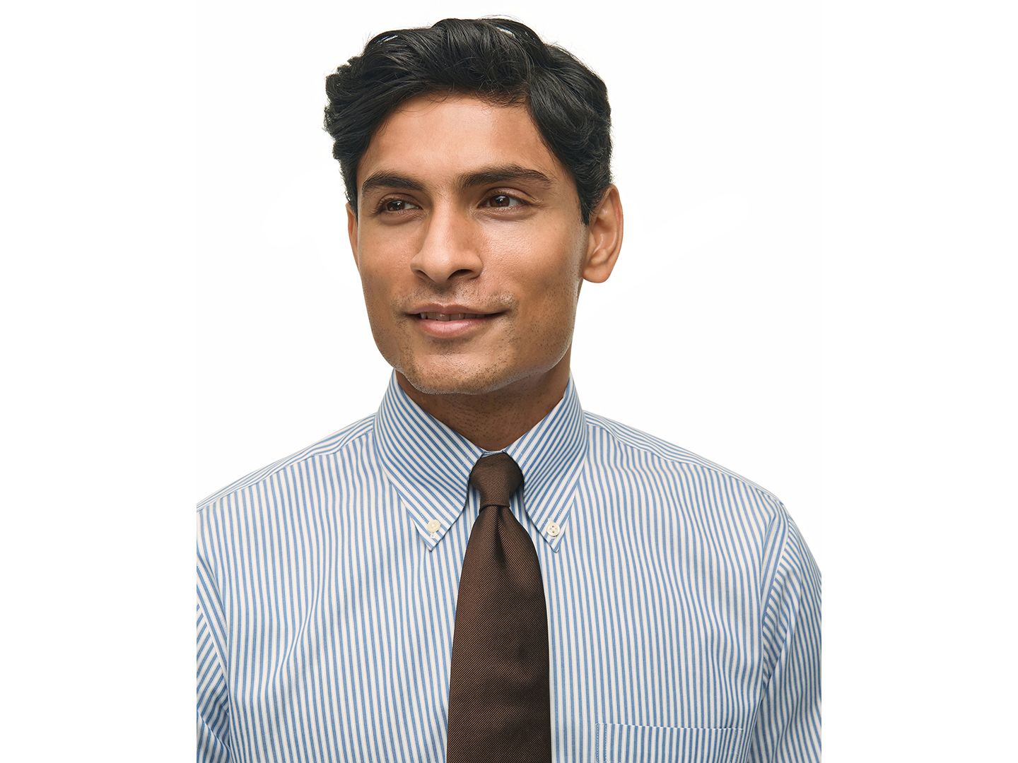 Мужская рубашка Brooks Brothers Regular-Fit с воротником button-down, однотонная, цвет: Тёмно-синий — фото 2