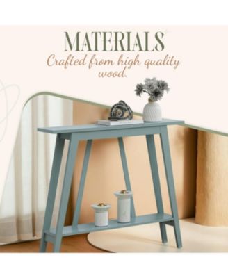 Conway Console Table Functional Narrow Wood Accent Entryway Table with Storage Shelf