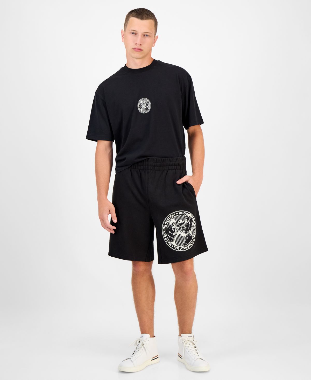 Мужские шорты Dubox свободного кроя с принтом Hugo Boss