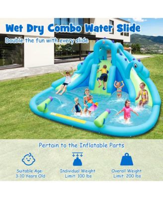 Inflatable Water Slide Blowup Water Park with Dual Slides Without Blower