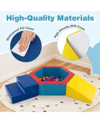 3 PCS Baby Foam Climbing Blocks with Ball Pit Triangle Stair 100 Ocean Balls