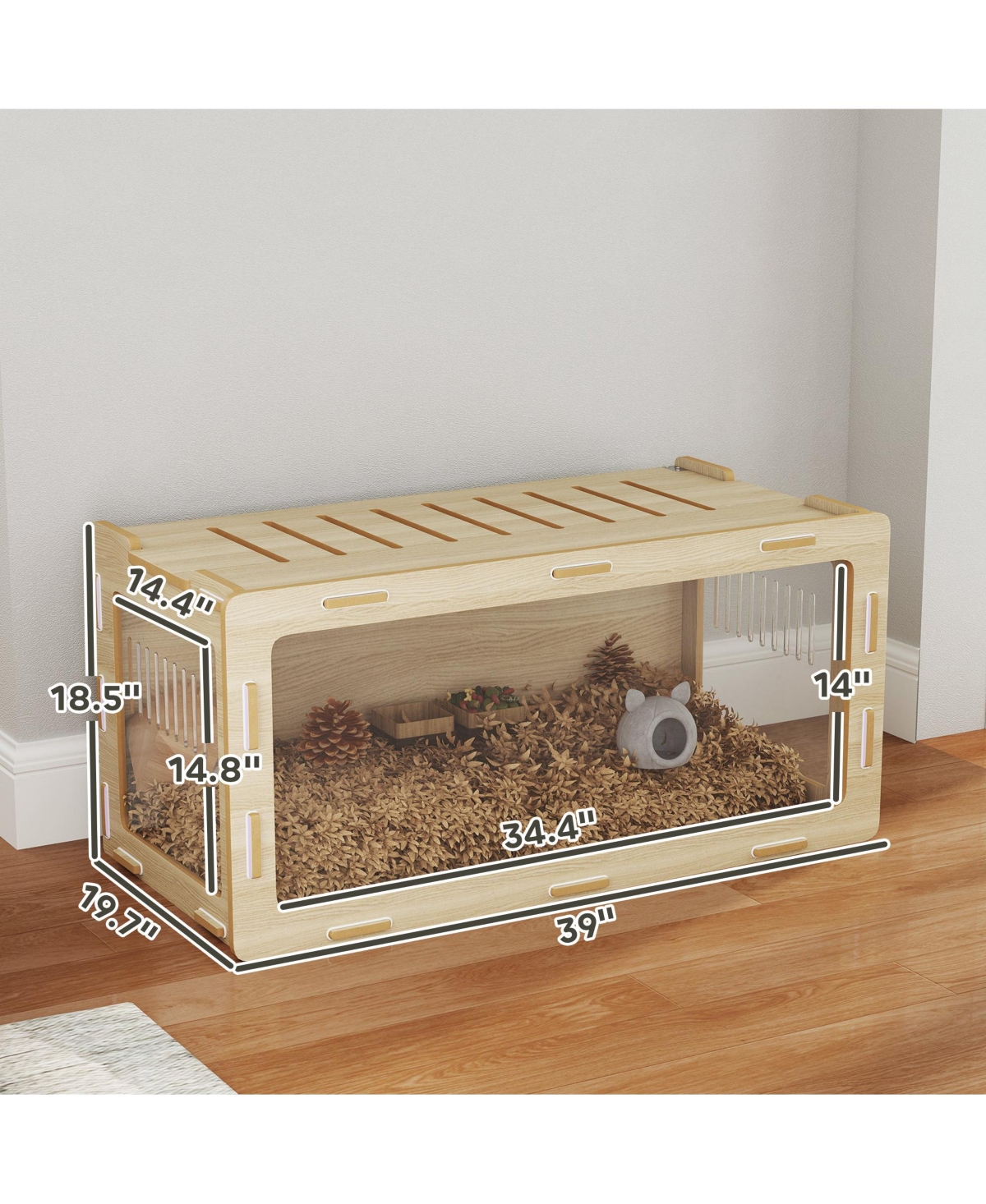 PawHut 39 in Hamster Cage w/ Easy View Acrylic Panels, Openable Roof,