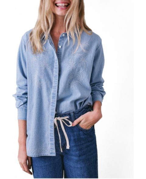 Женская блузка Cape Cove Stella Denim, цвет: Светлый джинсовый синий