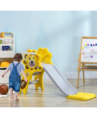 2 in 1 Toddler Slide for Indoors, Toy for Toddler, Easy Set Up Baby Slide with Basketball Hoop for Kids.