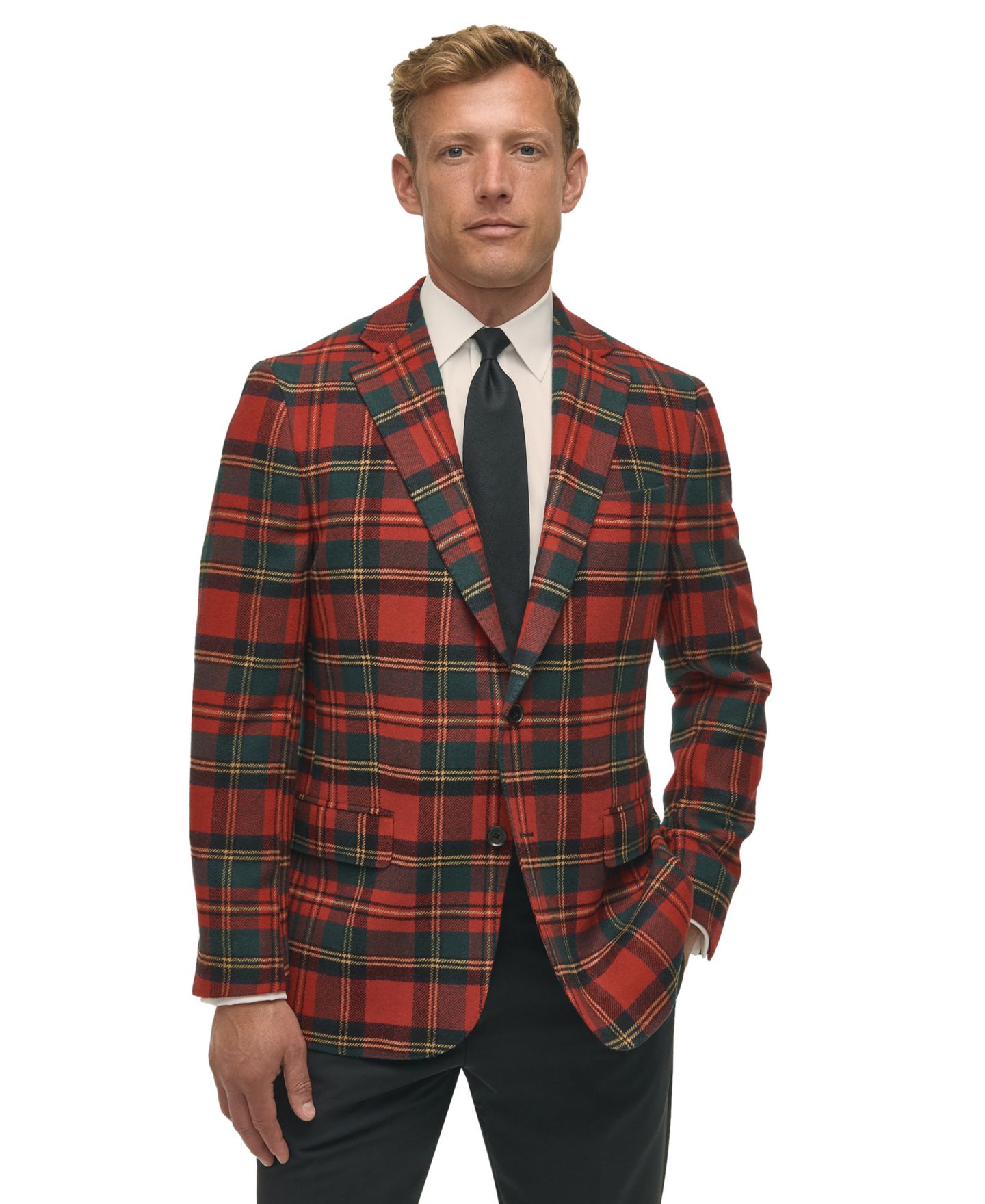 Мужской клетчатый спортивный пиджак Brooks Brothers классического кроя из смеси шерсти, цвет: Красный — фото 1