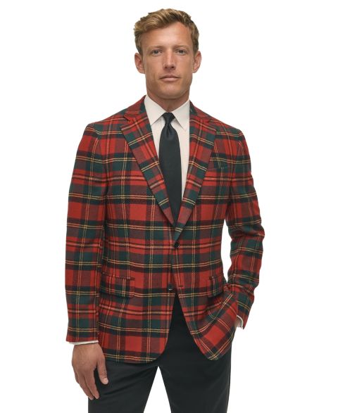 Мужской клетчатый спортивный пиджак Brooks Brothers классического кроя из смеси шерсти, цвет: Красный