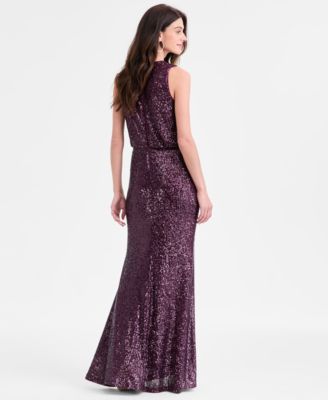 Women's Sequined Cowlneck Gown