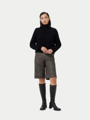 Women's Cashmere Cropped T-Neck Sweater