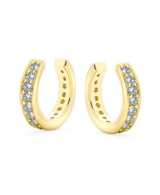 Minimalist Ear Cuff Cartilage CZ Band Clip Wrap Helix Earrings 14K Rose Gold