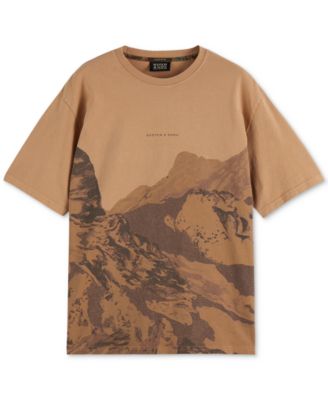 Men's Relaxed Fit Short Sleeve Mountain Graphic Crewneck T-Shirt