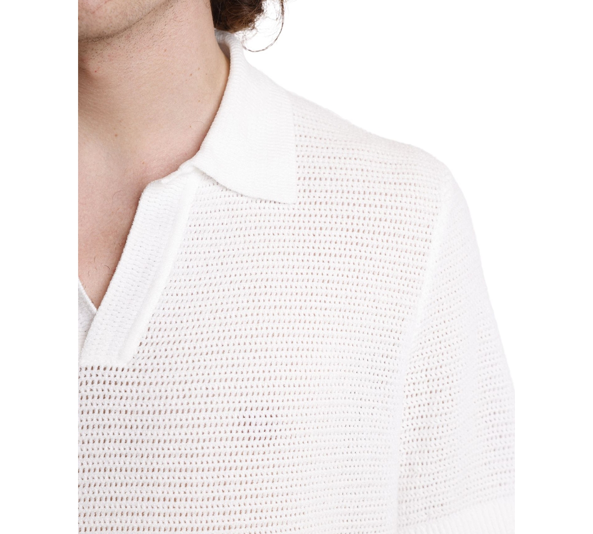 Paisley & Gray Open Knit Johnny Collar Polo In White
