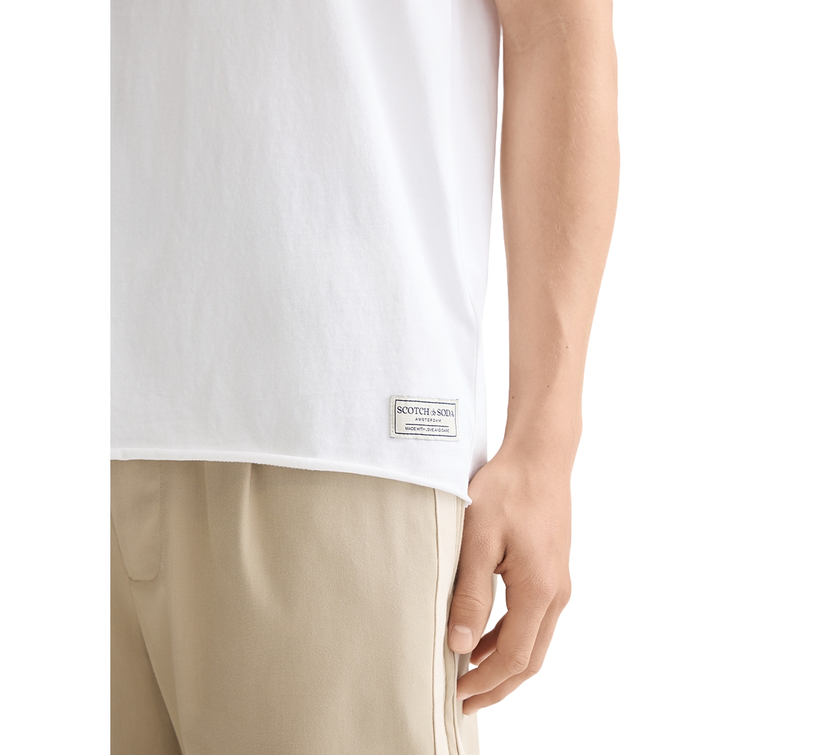 Scotch & Soda Raw Edge Cotton T-shirt In White