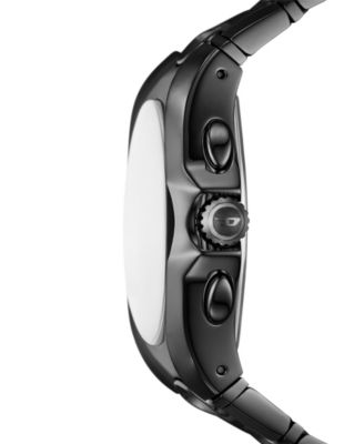 Men's D-Curve Quartz Chronograph Black Stainless Steel Watch, 48mm