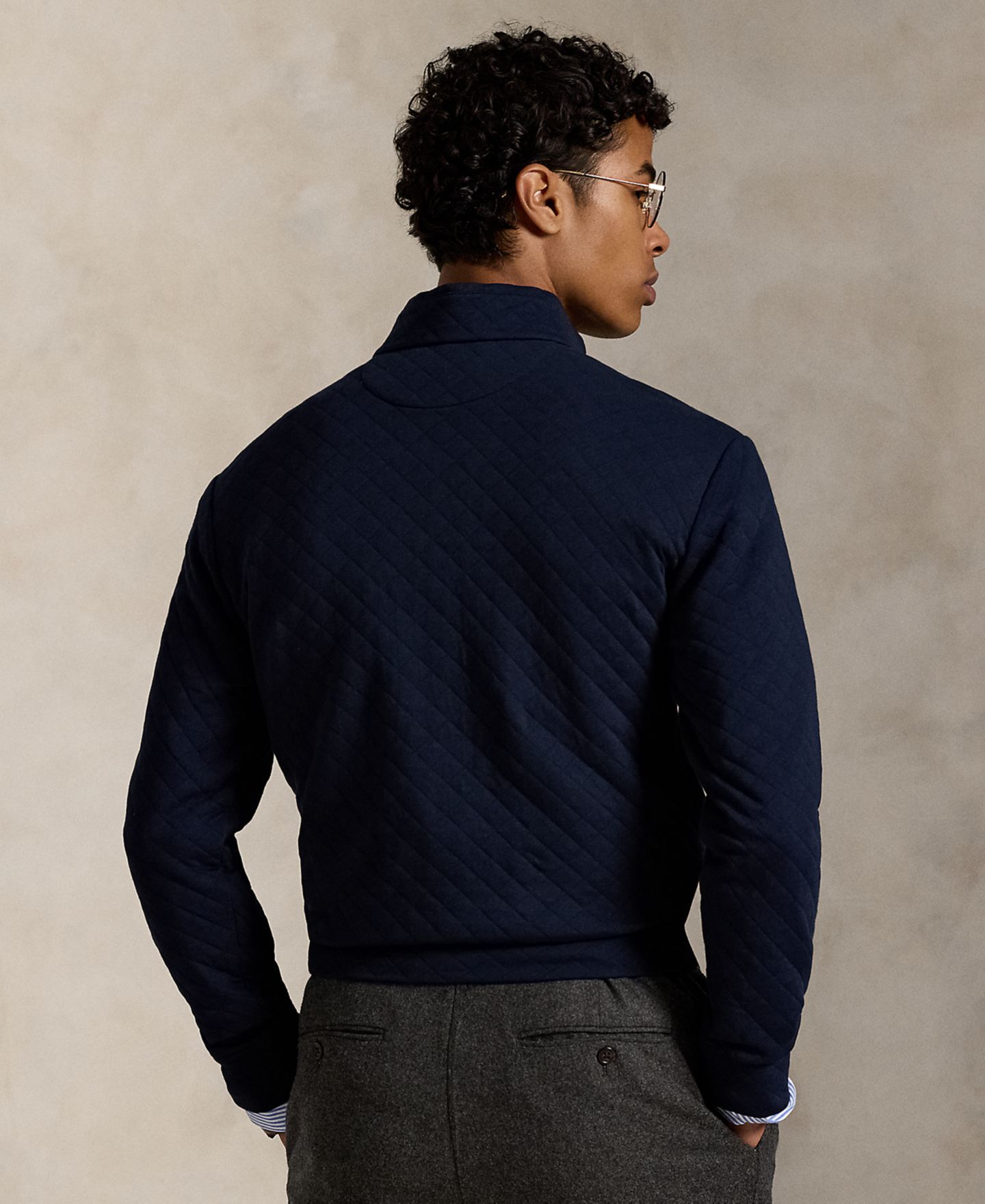 Мужской свитер Polo Ralph Lauren Quilted Double-Knit Jersey Pullover, цвет: Тёмно-синий — фото 4