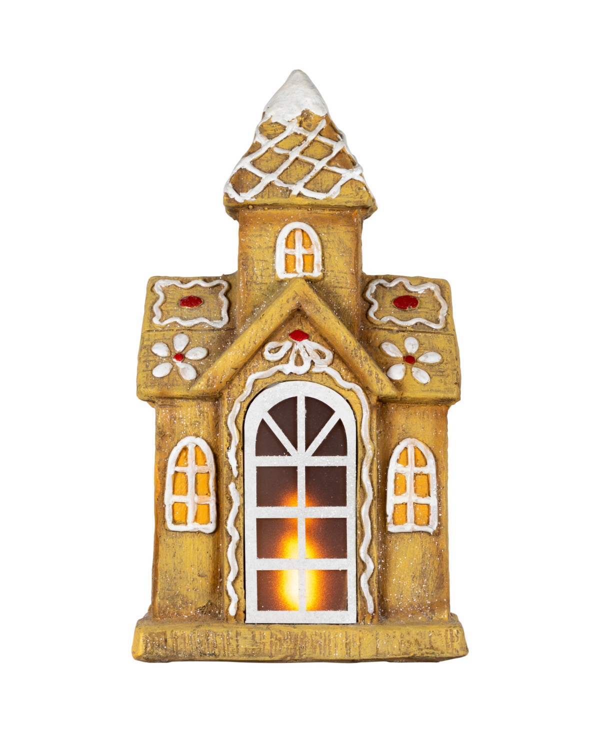 16" Led Gingerbread House with Icing Accents Christmas Decoration - Brown