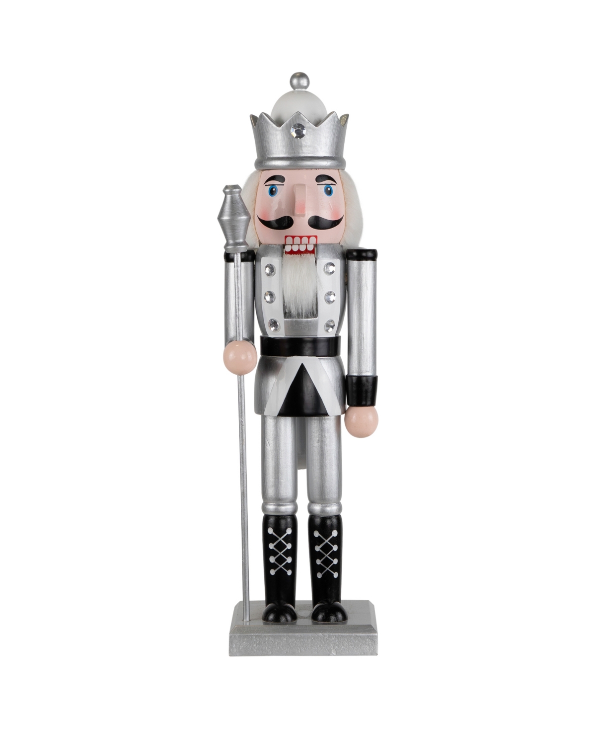 14" Jeweled Christmas Nutcracker Figure - Silver