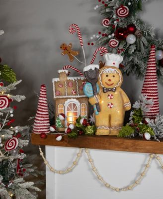 14" LED Peppermint Gingerbread House Christmas Decoration