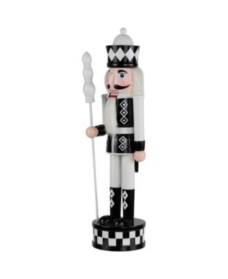 15" Checkered Nutcracker Soldier with Scepter Christmas Figure