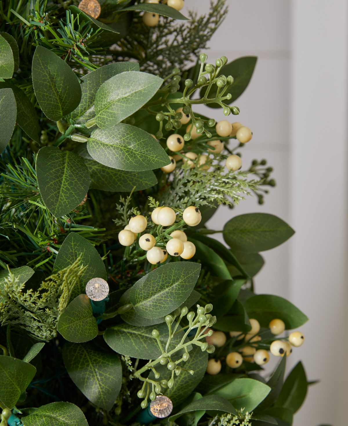 Balsam Hill 24" Outdoor Berry Cypress Pre-lit Wreath In Green