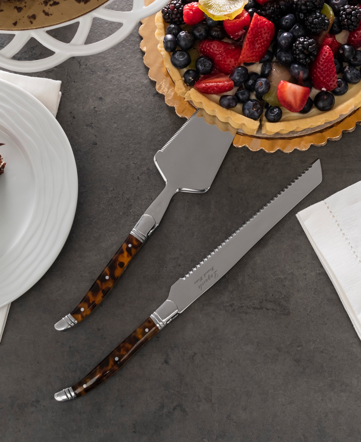 French Home Connoisseur Laguiole 2-pc. Cake And Pie Server Set In Brown