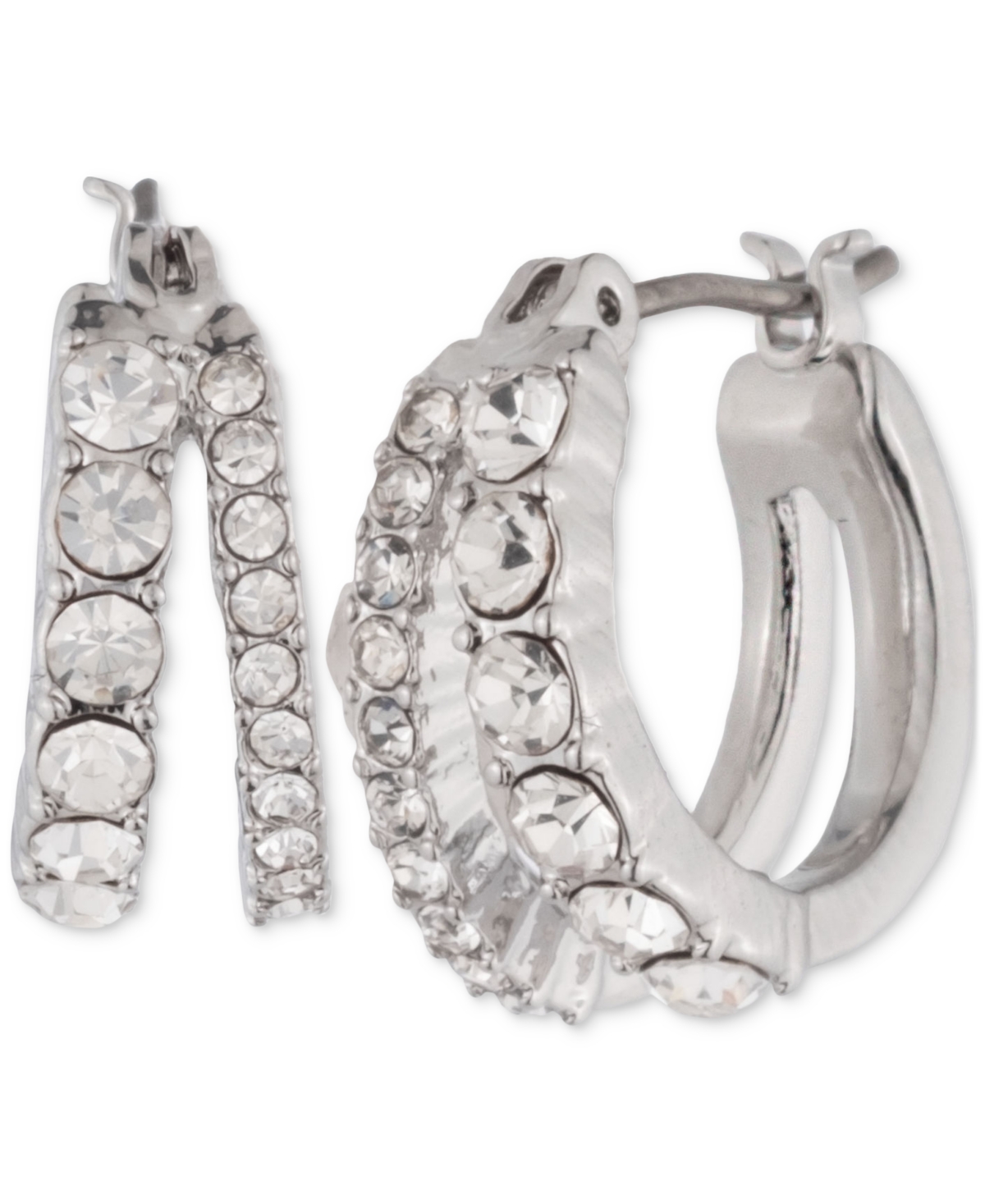 Givenchy Pave Crystal Split Hoop Earrings In White