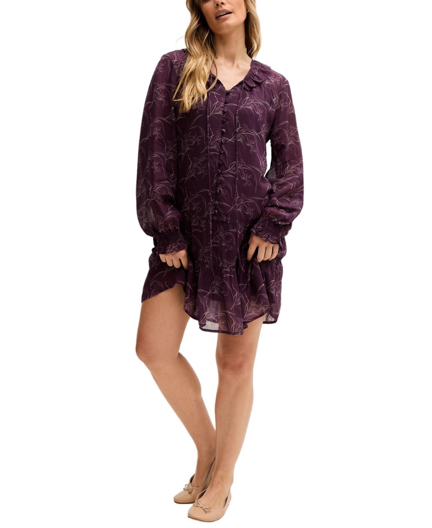 Женское платье Lily and Lionel London Henrietta Floral Print Button Down Mini, цвет: Фиолетовый — фото 2
