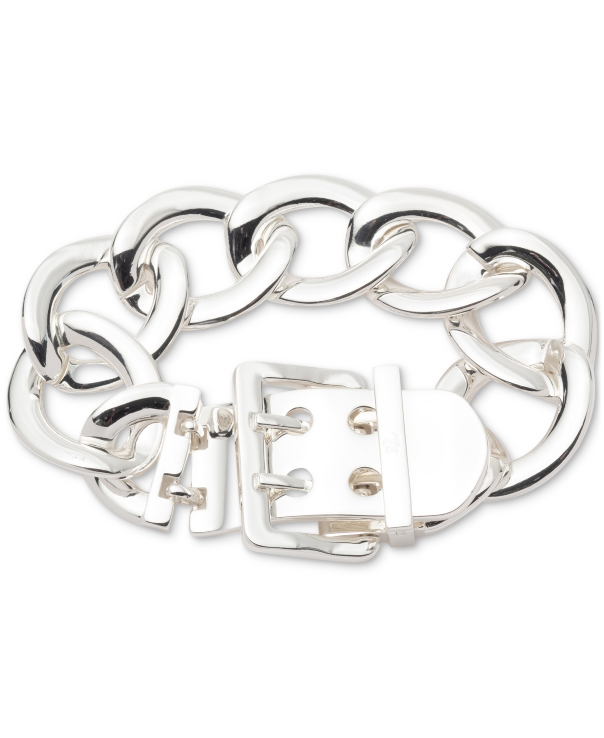 Ralph Lauren Silver-tone Chain Buckle Flex Bracelet In Silver