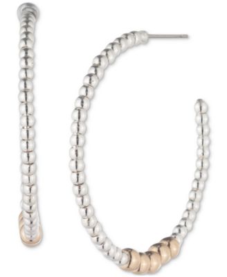 Lauren Ralph Lauren - Medium Beaded C-Hoop Earrings, 1.18"