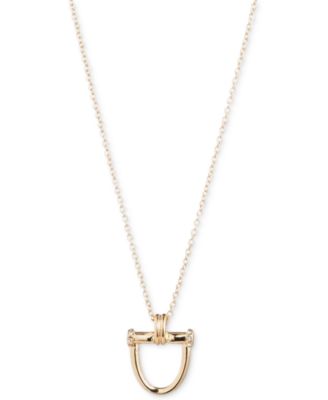 Lauren Ralph Lauren - Pav&eacute; Horsebit Pendant Necklace, 16" + 3" extender