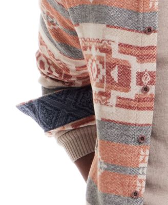 Men's Southwest Pattern Long Sleeve Button-Front Shirt Jacket