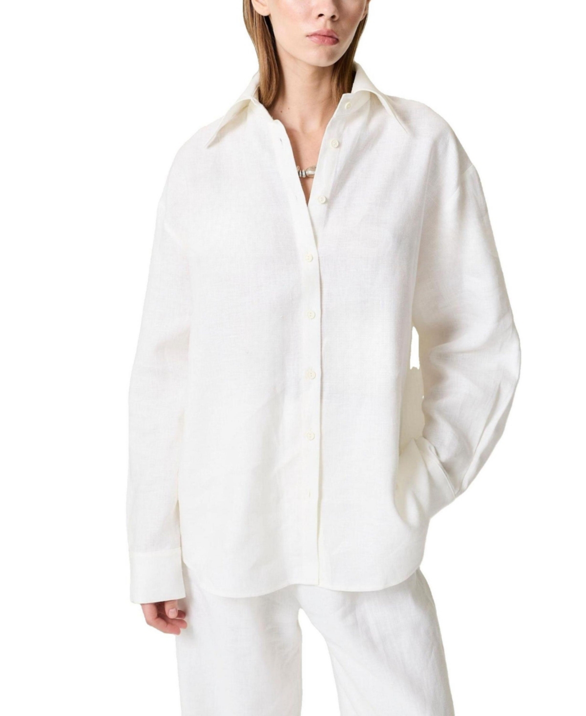 Women's Linen Shirt - Open white