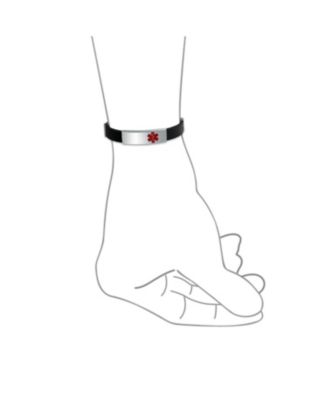 Waterproof Black Silicone Medical ID Bracelet - Trim-to-Fit Steel 8.5"