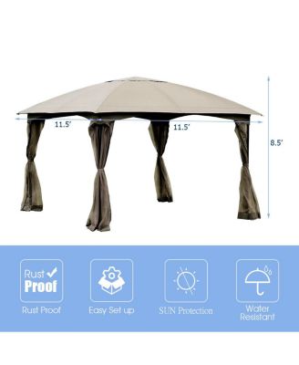 11.5FT Patio Gazebo Canopy Tent Wedding Party Shelter Awning Mosquito Netting
