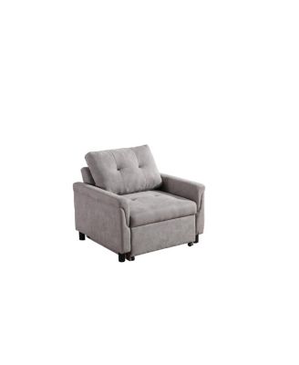 35"W Gray Woven Convertible Armchair