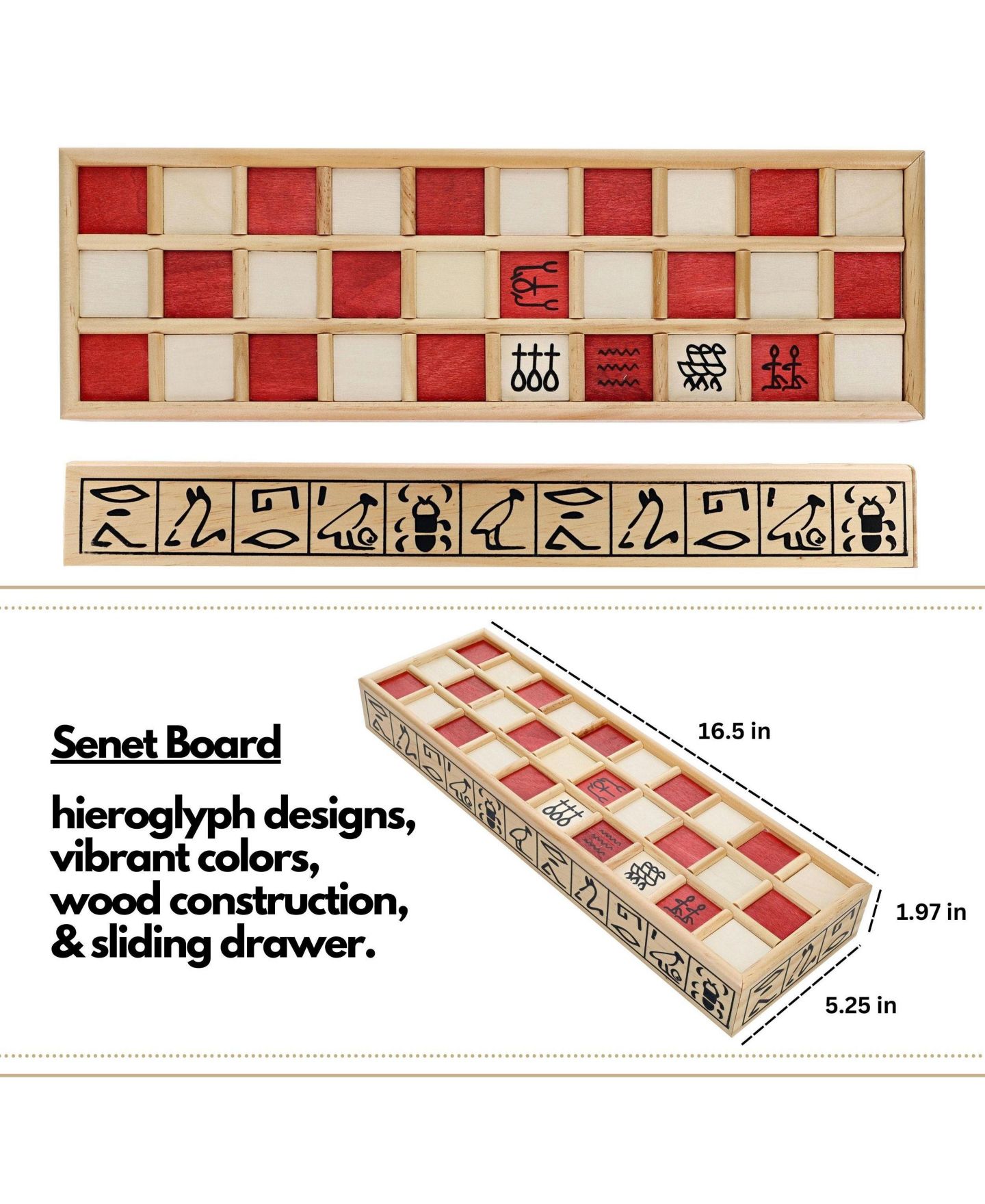 Детская игрушка WE Games Wooden 2-Player Senet Game, Ages 12+ — фото 7