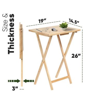Folding TV Tray Tables with Compact Storage Rack 5 Piece Furniture Set