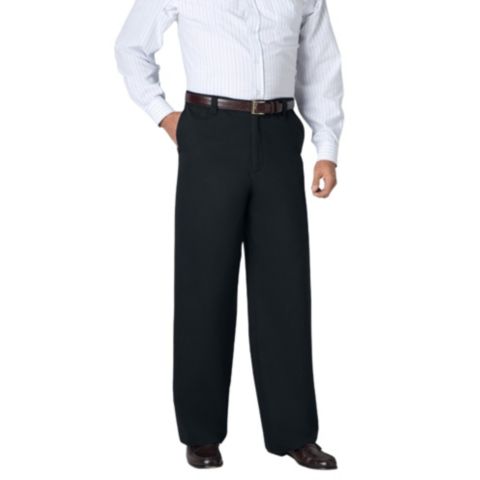 Мужские брюки KingSize Wide Leg Wrinkle Free Expandable Waist Pant, цвет: Чёрный
