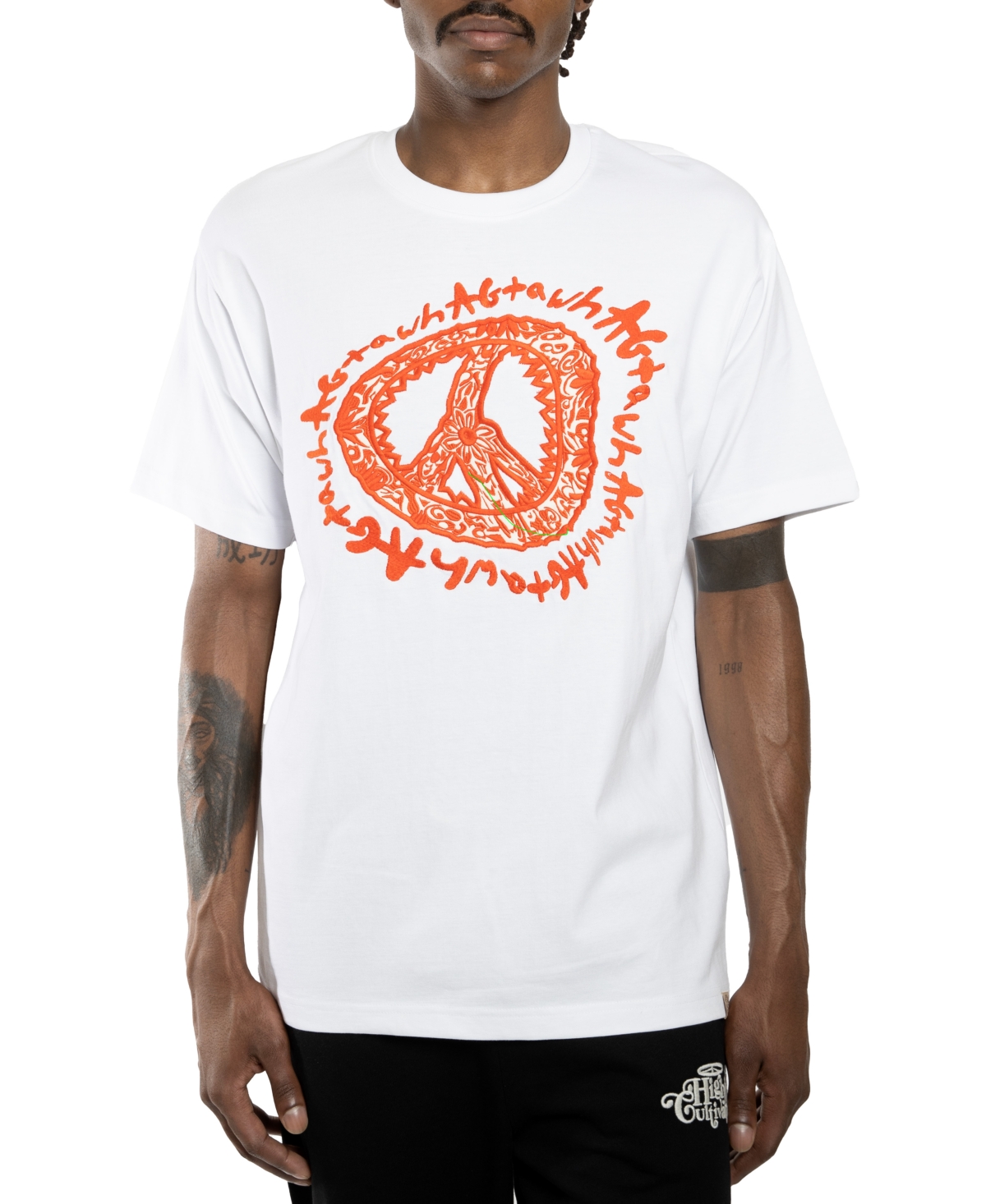 All Good Things Are Welcome Here Men's Peaceadelic Graphic T-shirt In White