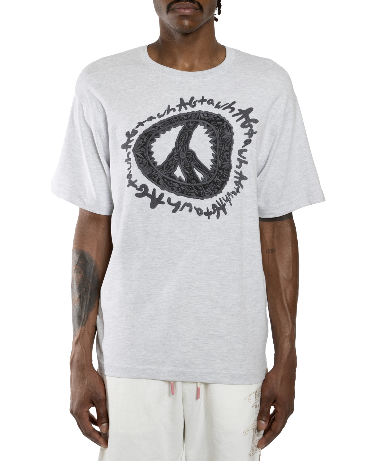 All Good Things Are Welcome Here Men's Peaceadelic Graphic T-shirt In Gray