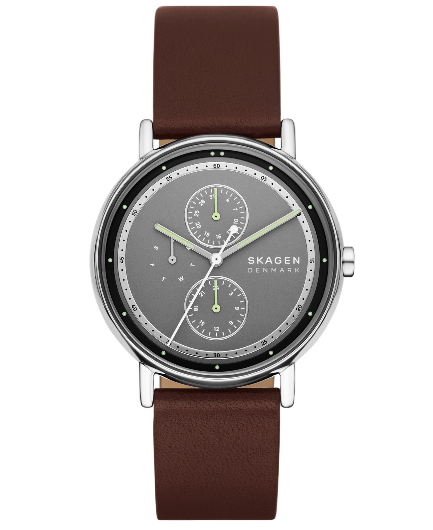 Мужские часы Skagen Signatur Quartz Multifunction Brown Leather Watch, 40mm — фото 1