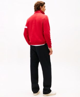 Men's Quarter-Zip Stripe Sleeve Sweatshirt